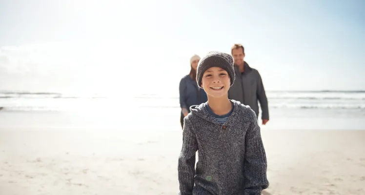 Family on beach