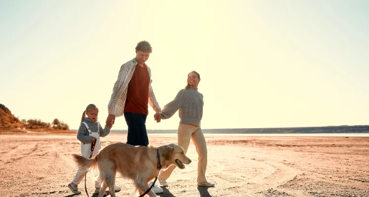 family on beach