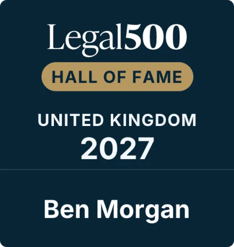 Ben Morgan hall of fame - investment funds - Legal 500 UK 2027