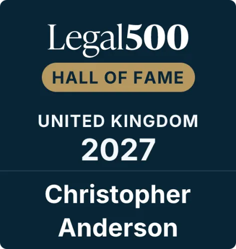 Christopher Anderson hall of fame - insurance - Legal 500 UK 2027