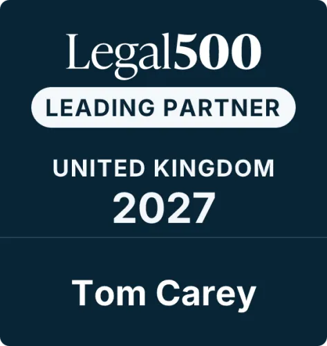 Tom Carey leading partner - banking and finance - Legal 500 UK 2027